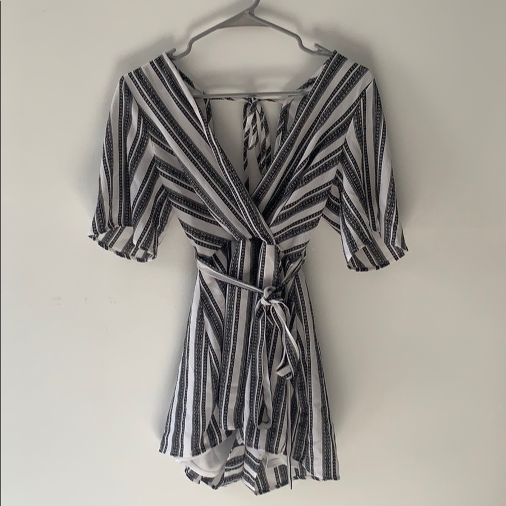 cute black n white striped romper
